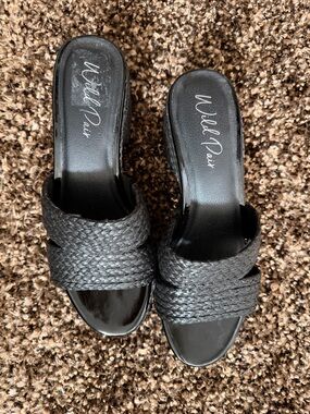 Wild Pair Black Braided Slip-On Mules